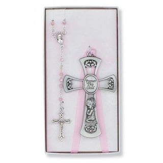 Pewter Girl Cross Rosary Set