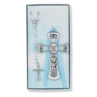 Pewter Boy Cross Rosary Set