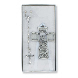 White Guardian Angel Rosary Set