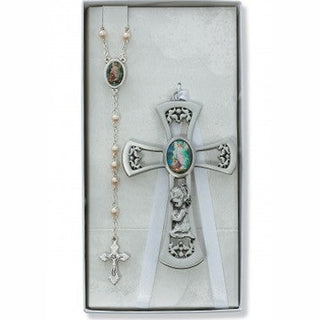 Pewter Girl Cross with G.A. Rosary Set