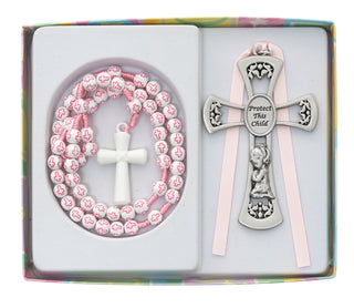 Girls Pink Cross Crib Medal Bs4