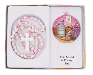 Girls Pink Cross Crib Medal Bs4