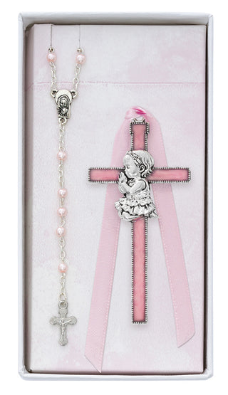 Pink Pearl Shell Baby Rosary Box