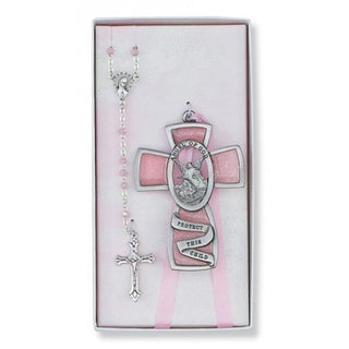 Pink Guardian Angel Rosary Set