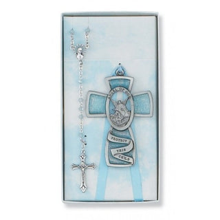 Blue Guardian Angel Rosary Set