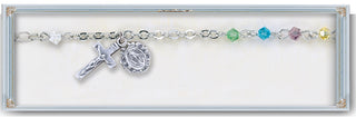 6mm Light Rose Swarovksi Crystal Rosary Bracelet