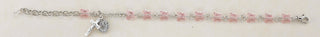 6mm Pink Finest Austrian Crystal Cube Rosary Bracelet