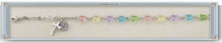 6mm Rose Quartz Finest Austrian Crystal Cube Rosary Bracelet