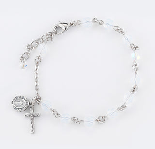6Mm Opal Swarovksi Crystal Rosary Bracelet