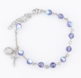 6Mm Tanzanite Swarovksi Crystal Rosary Bracelet