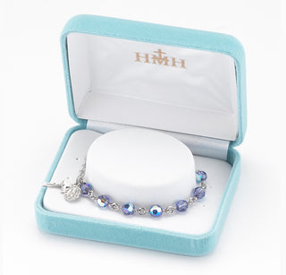 6mm Tanzanite Swarovksi Crystal Rosary Bracelet