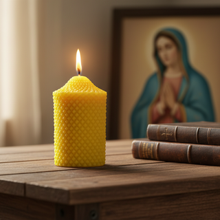 100% Beeswax Catholic Prayer Pillar Candle
