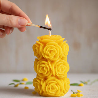 100% Besswax Rose Pillar Candle