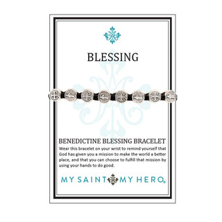 Benedictine Blessing Bracelet Black - Silver Metal