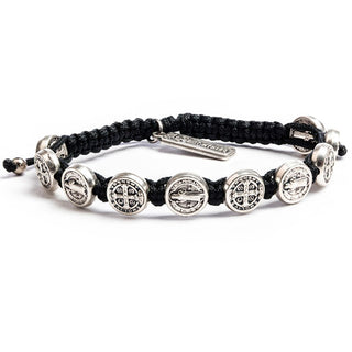 Benedictine Blessing Bracelet for Him Black - Silver Metal