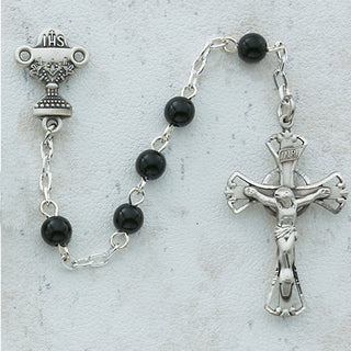 5MM Black Glass Communion Rosary