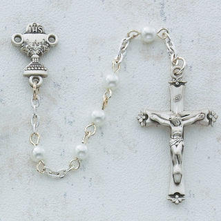 5MM White Pearl Communion Rosary