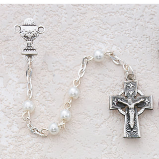 Sterling Silver 5MM White Communion Rosary