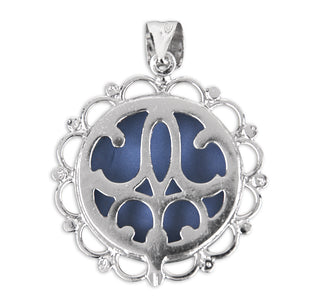 Light Blue Sterling Silver Madonna and Child Cameo Miraculous Medal
