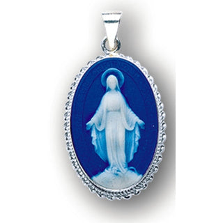 Sterling Silver Dark Blue Miraculous Cameo
