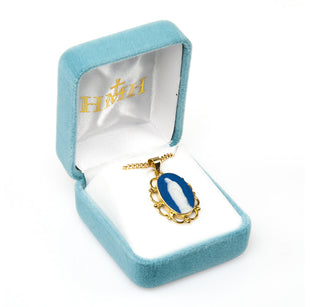 Gold Over Sterling Silver Genuine Cameo Our Lady of Guadalupe Medal, 20-inch Chain
