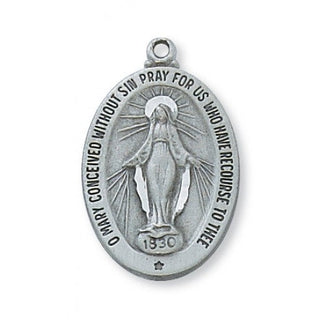 Pewter Miraculous Medal with 18-inch Chain