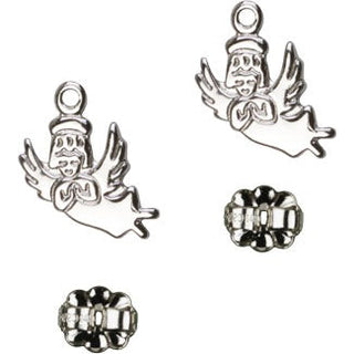 Sterling Silver Post Guardian Angel Earrings