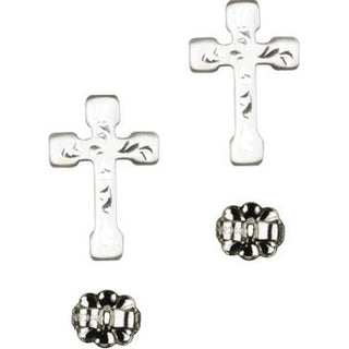 Sterling Silver Post Cross Earrings