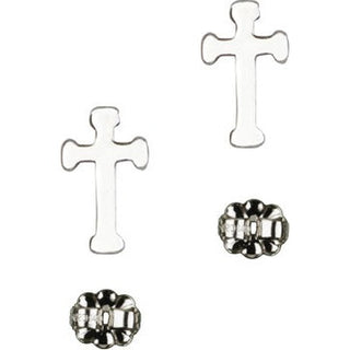 Sterling Silver Post Cross Earrings