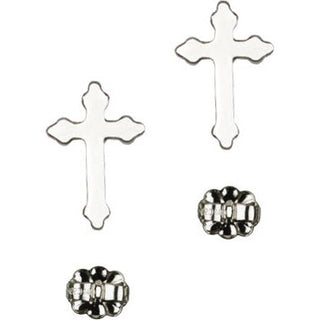 Sterling Silver Post Cross Earrings
