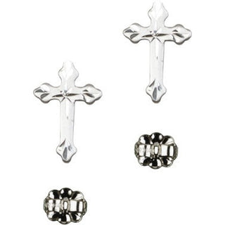 Sterling Silver Post Cross Earrings