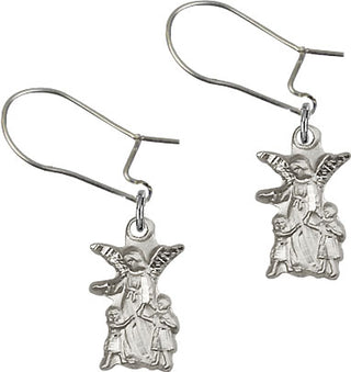 Sterling Silver Dangle Guardian Angel Earrings