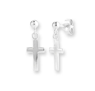 1 2 Inch Sterling Silver Dangle Cross Earrings
