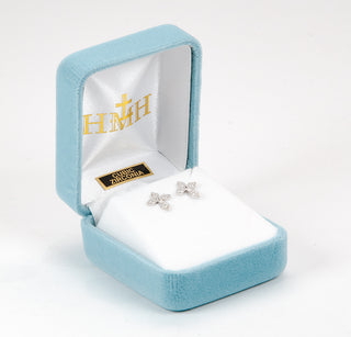7/16-inch Sterling Zircon Cross Earrings