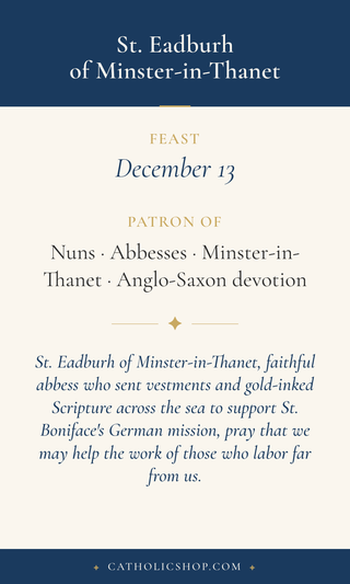 St. Eadburh of Minster-in-Thanet Holy Cards