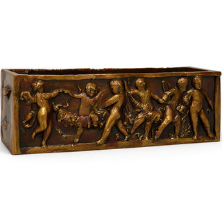 Rectangular Cherub Planter — Bronze finish