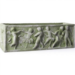 Rectangular Cherub Planter — Mossy Green finish