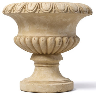 Egg and Dart Round Urn Planter - 14-inch — Dusted Sand finish