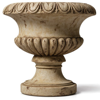 Egg and Dart Round Urn Planter - 14-inch — Gothic Stone finish