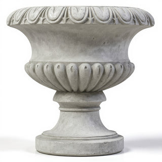 Egg and Dart Round Urn Planter - 14-inch — Limestone finish