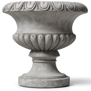 Egg and Dart Round Urn Planter - 14-inch — Old Stone finish