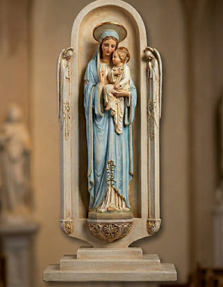 Blessed Mother Statue In Shrine - 46-inch - Realistic Color - Hand-Painted