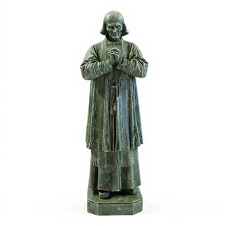 Saint John Vianney Statue - 8-inch — Mossy Green finish