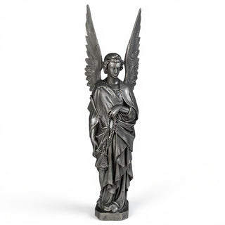 Incense Angel, Left Statue - 96-inch — Aged Silver finish