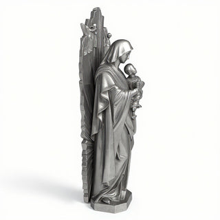 Our Lady of Perpetual Help with Sunburst Statue - 73-inch — Aged Silver finish