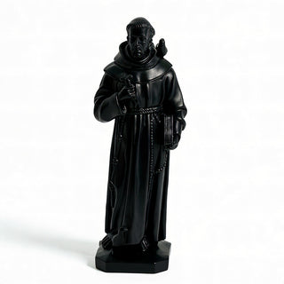 Saint Francis of Assisi with Birds Statue - 24.5-inch — Flat Black finish