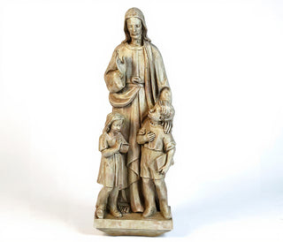 Christ with Two Children Statue - 36-inch — Antique White finish