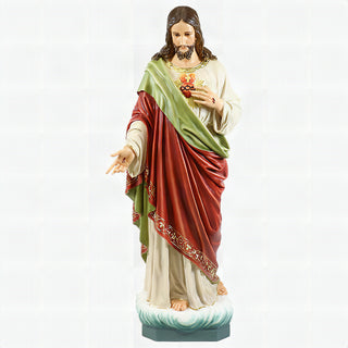 SACRED HEART 5'2" Statue - 61-inch - Realistic Color - Hand-Painted