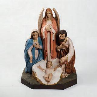 HOLY FAMILY W/ANGEL 38"-inch Statue - 38-inch - Realistic Color - Hand-Painted