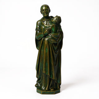 Saint Vincent de Paul with a Child Statue - 48-inch — Green Bronze finish